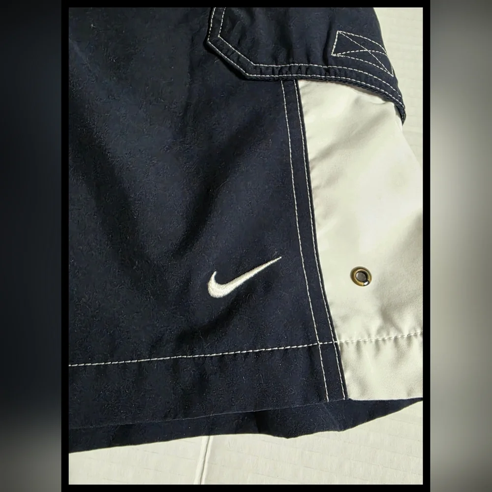Nike Swim Trunks, XL, Navy With White Pockets & Drawstring
